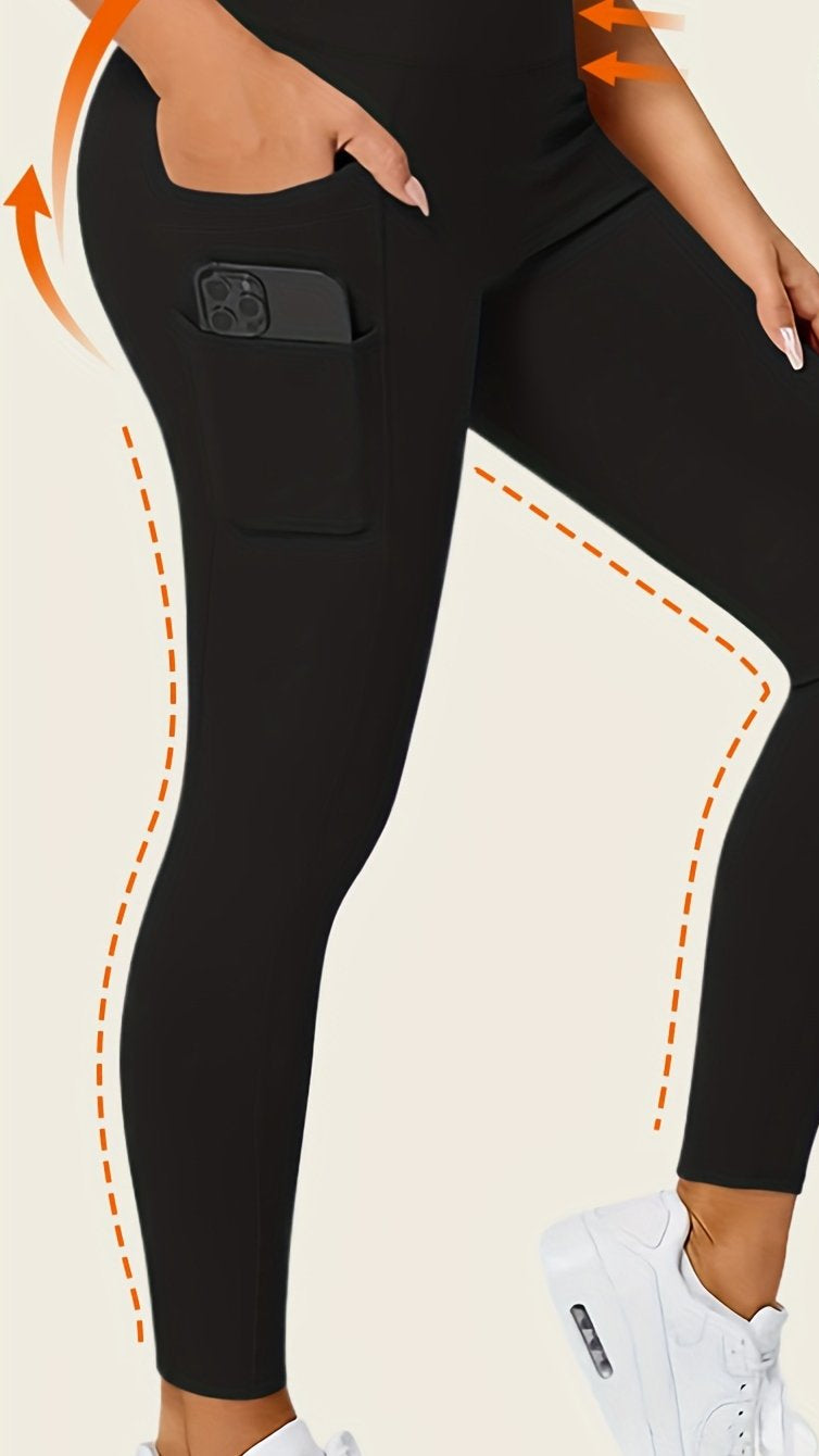 Women's High-Waisted Sports Leggings with Side Pockets | Shaping Fit
