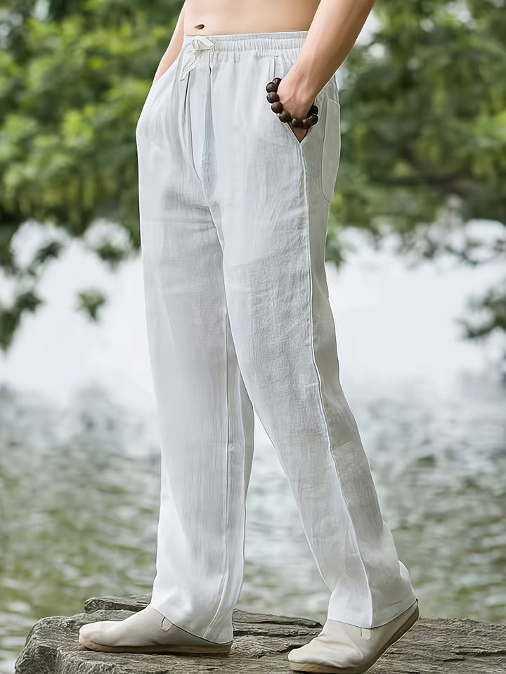 Men's Streetwear Pants Straight Leg Drawstring Waist Pants | Loose Fit