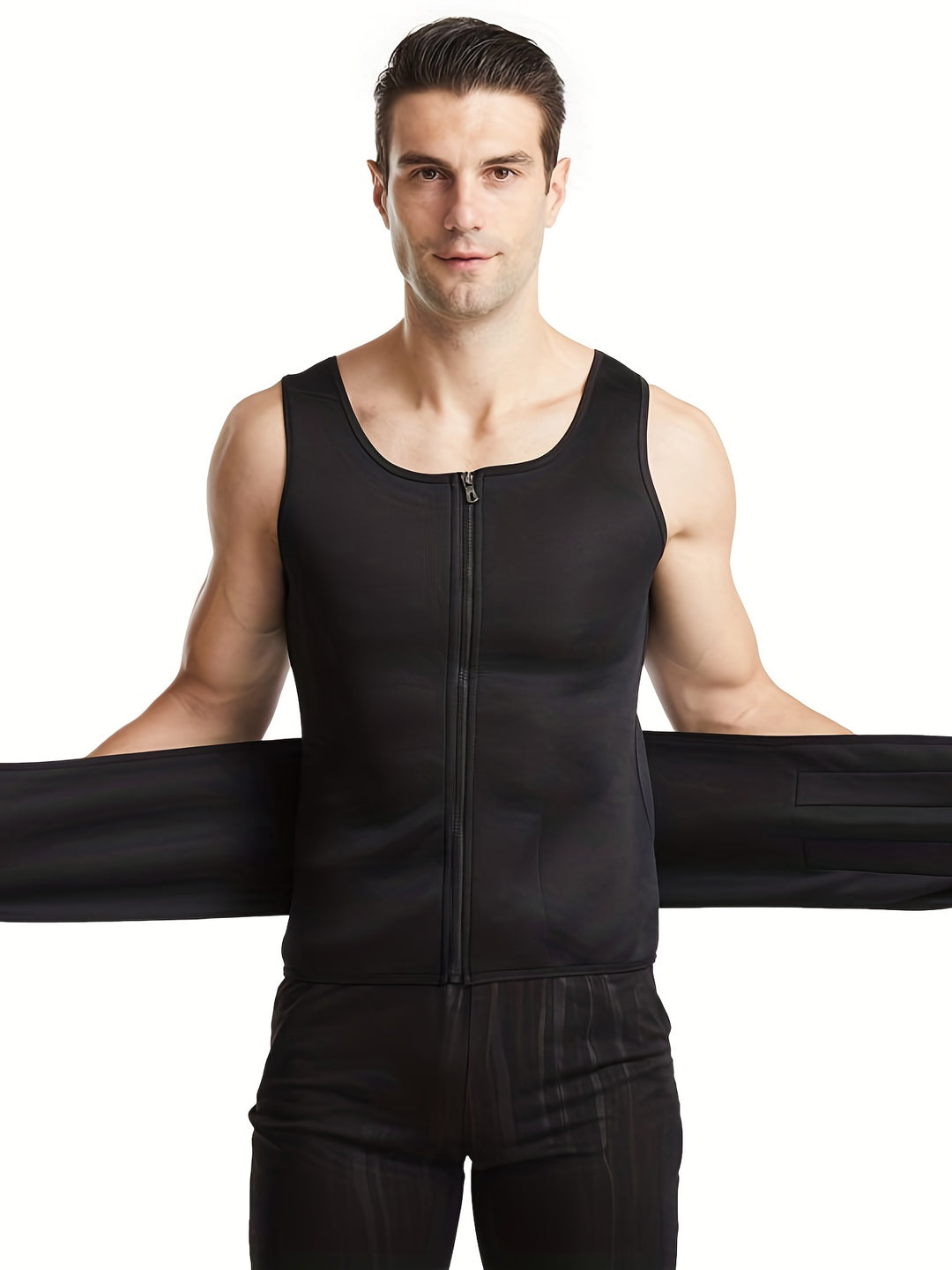 Men's Compression Vest | Skinny Fit Sleeveless | Adjustable Waist Straps | Shaping Style