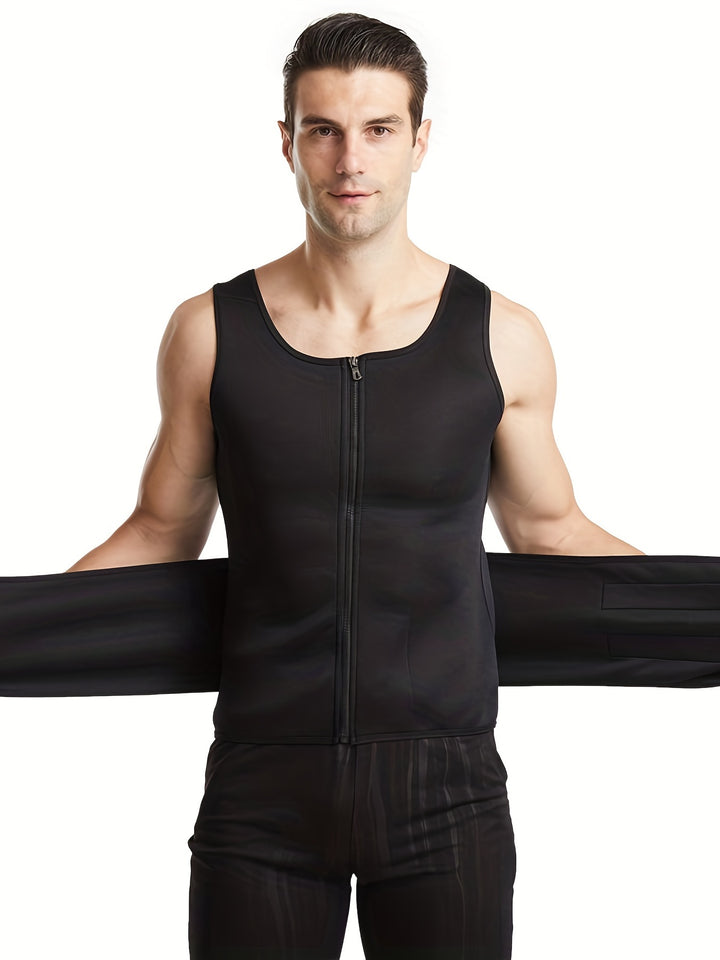 Men's Compression Vest | Skinny Fit Sleeveless | Adjustable Waist Straps | Shaping Style