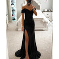 Bianka | Sequin maxi dress with a slit, strapless