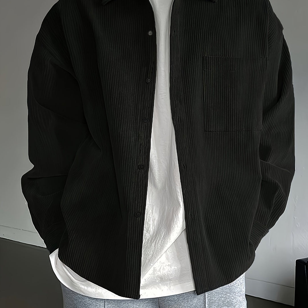 Męska Koszula Overshirt | Koszula Relaxed Fit Zapinana Na Guziki | Długi Rękaw i Kieszeń Na Piersi | Casualowy Styl