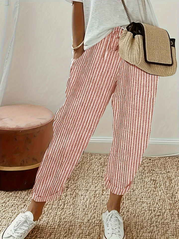 Women's Striped Jogger Pants with Cuffs at the Ankles | Casual Fit