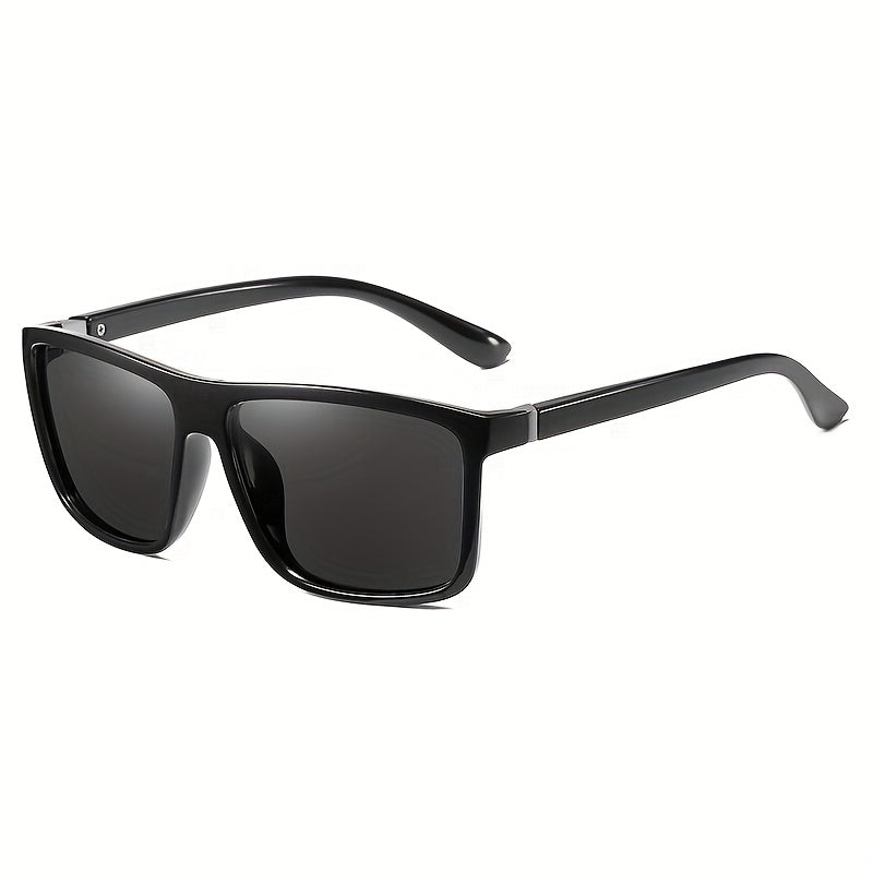Men's Sunglasses Square Frame Straight Shape Straight Temples | Green Lenses