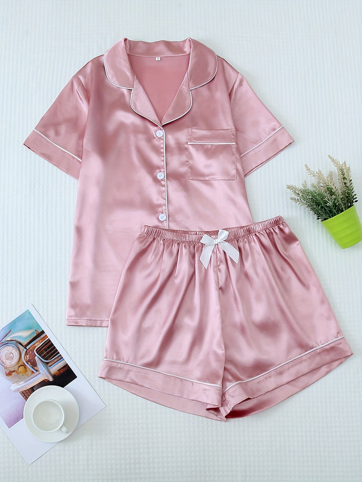Women's Pajama Set with Buttons and Contrast Trim | Nightwear