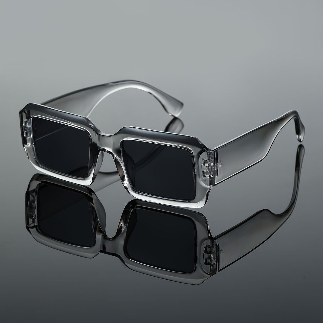 Men's Sunglasses Bold Rectangular Frame Thick Style Wide Temples | Dark Lenses