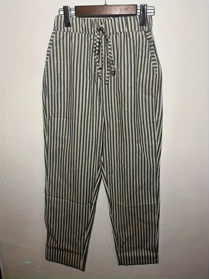 Women's Striped Jogger Pants with Cuffs at the Ankles | Casual Fit