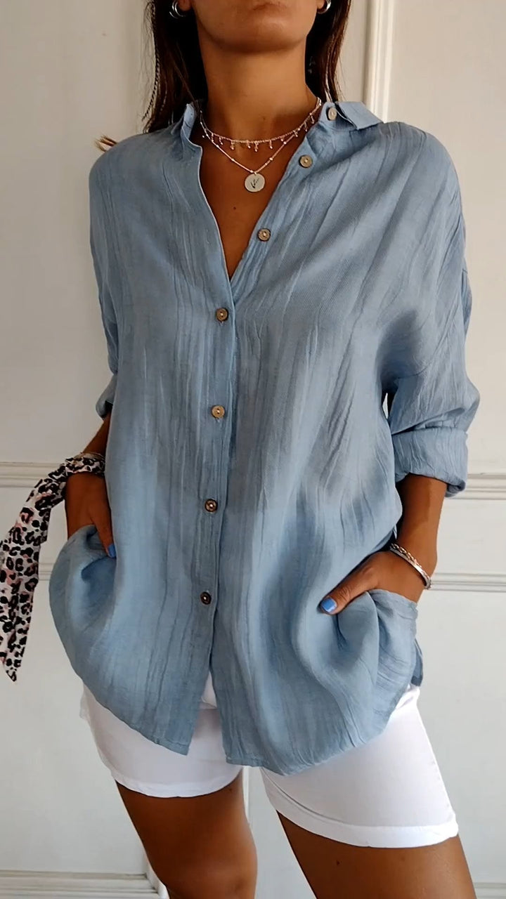 Emily | Damska Oversize Bluzka Zapinana na Guziki