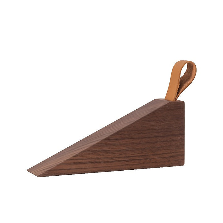 Wooden Door Stopper | Wedge Stopper with Eco-Leather Strap | Non-Slip