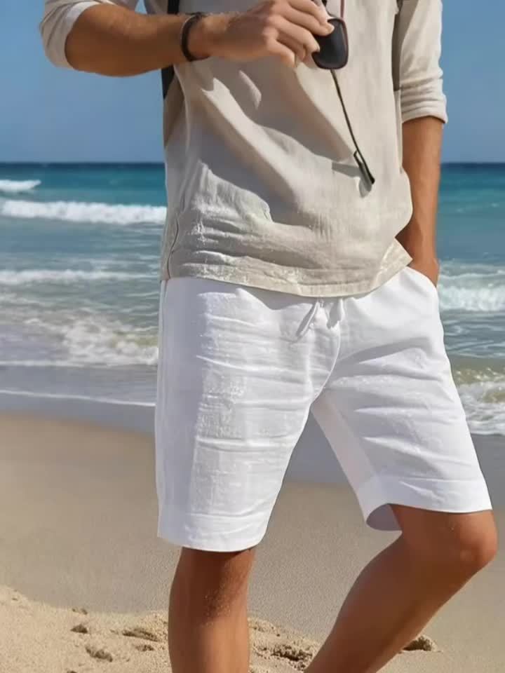 Męskie Szorty Sznurek w Pasie Prosta Nogawka Szorty | Styl Plażowy
