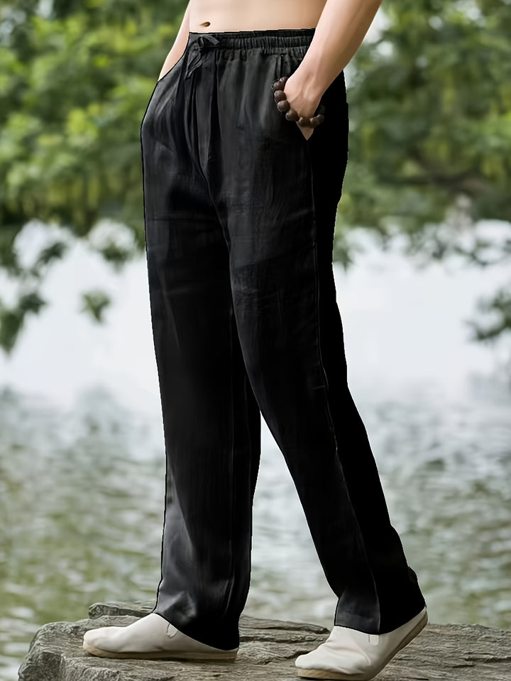 Men's Streetwear Pants Straight Leg Drawstring Waist Pants | Loose Fit