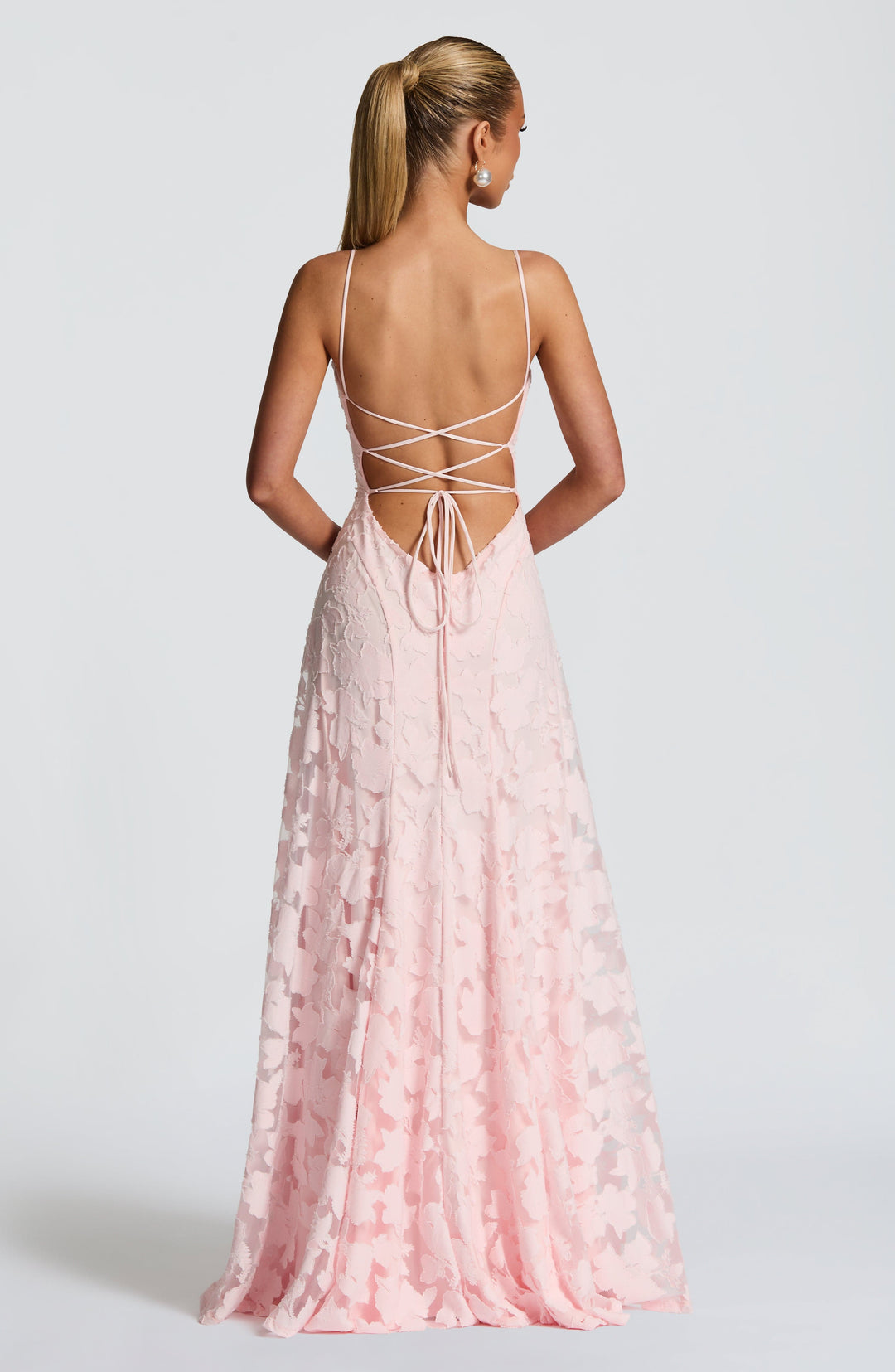 Women's Textured Floral Pattern Spaghetti Strap Flared Maxi Dress