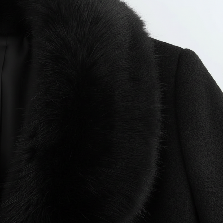 Magdalena | Women's long coat with a fur collar