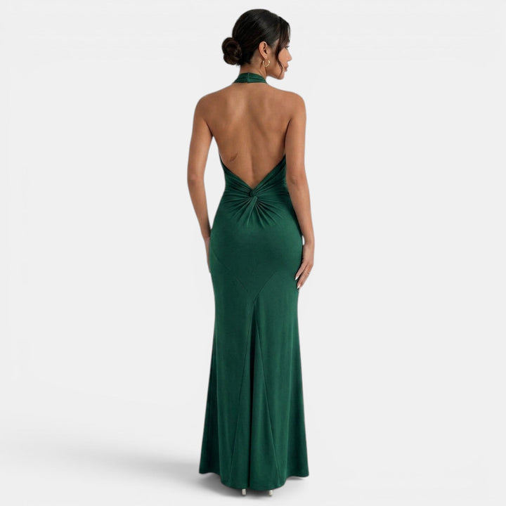 Marzena | Women's maxi halter dress with open back