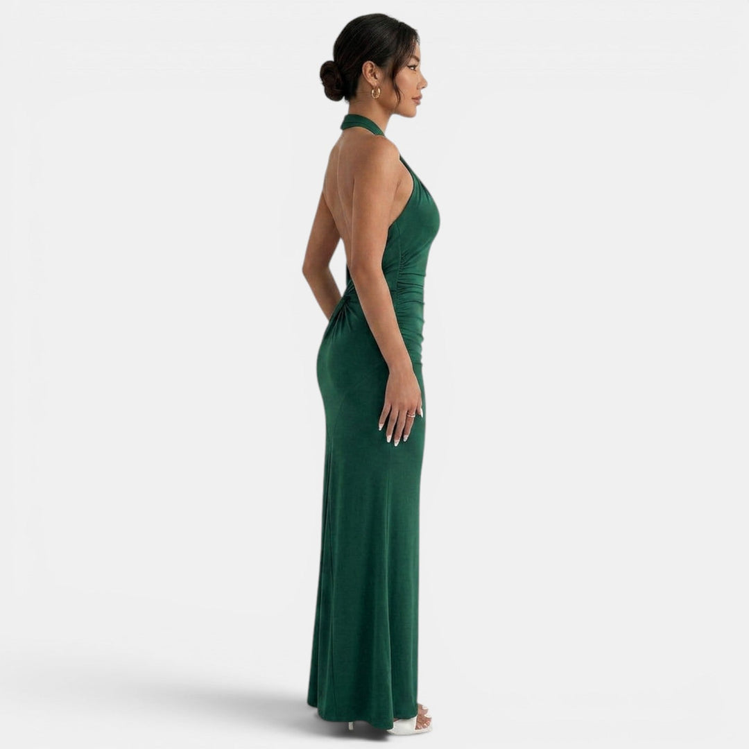 Marzena | Women's maxi halter dress with open back