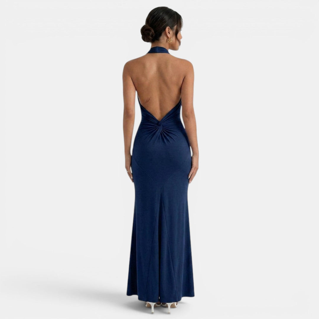 Marzena | Women's maxi halter dress with open back