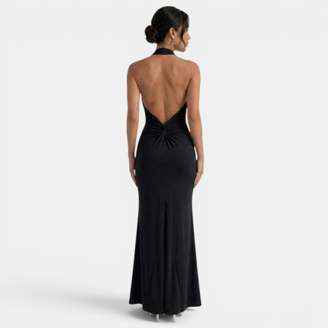 Marzena | Women's maxi halter dress with open back