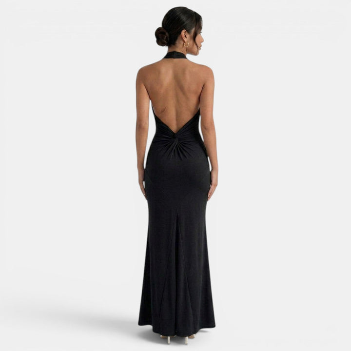 Marzena | Women's maxi halter dress with open back