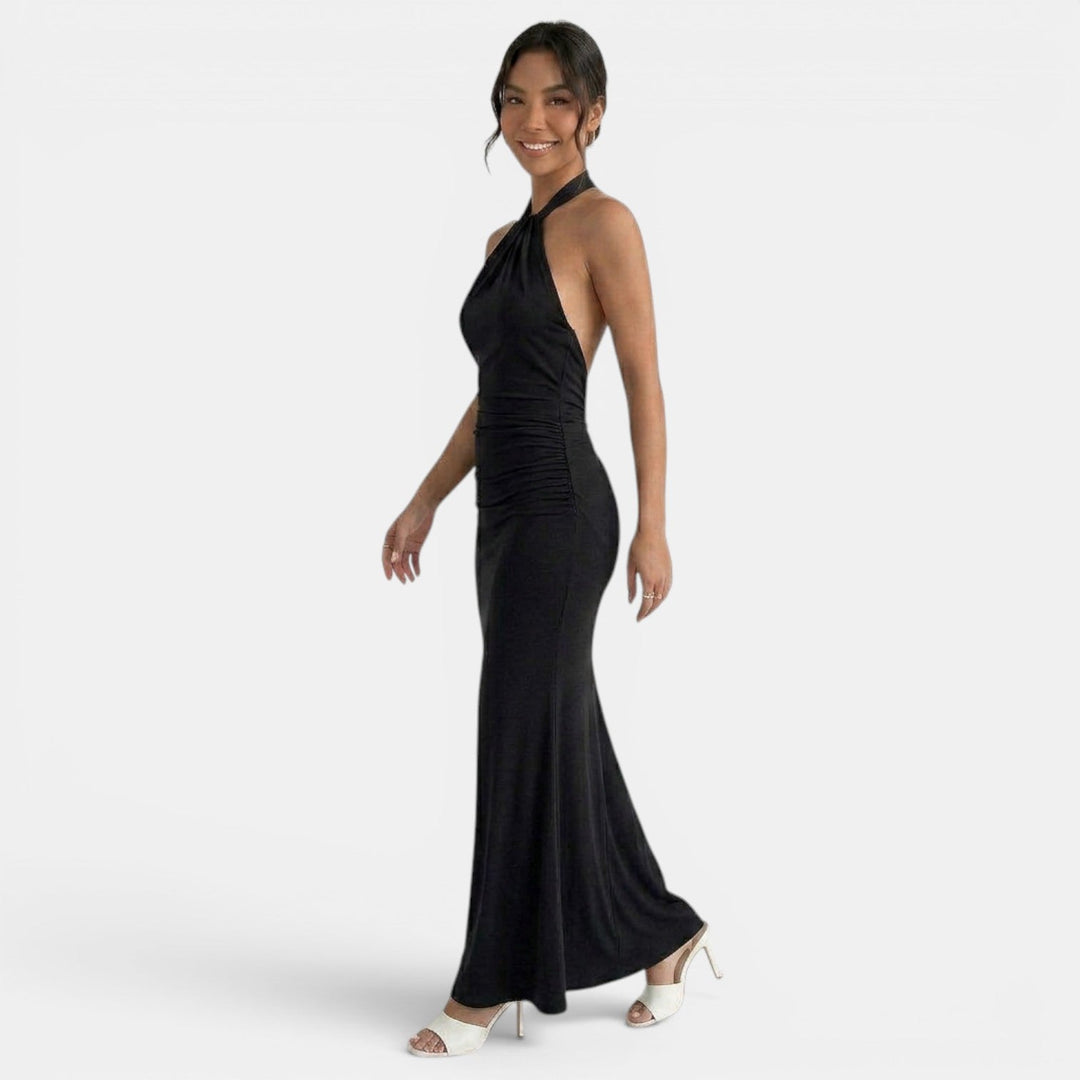 Marzena | Women's maxi halter dress with open back
