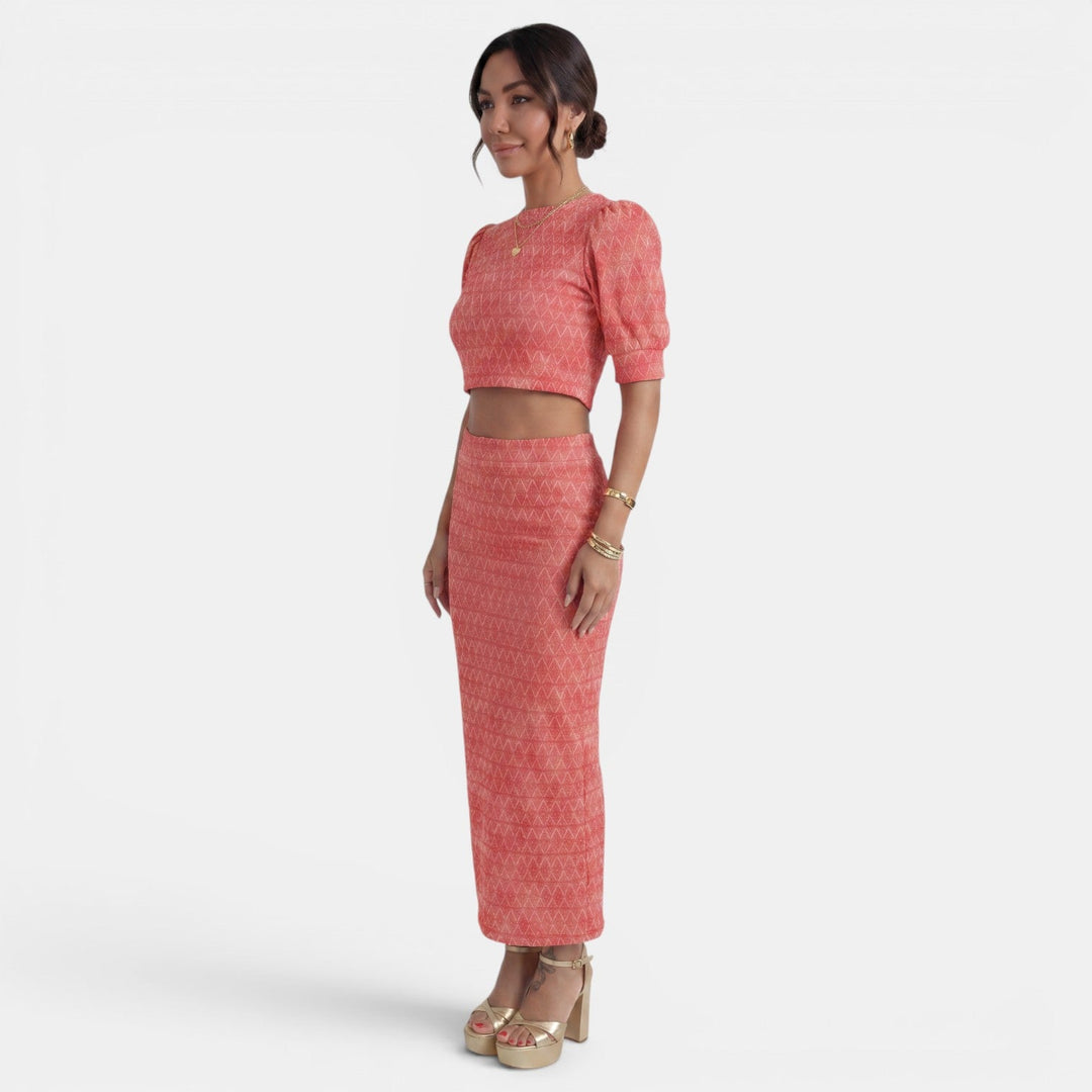 Renata | Women's set with a cropped top and midi skirt