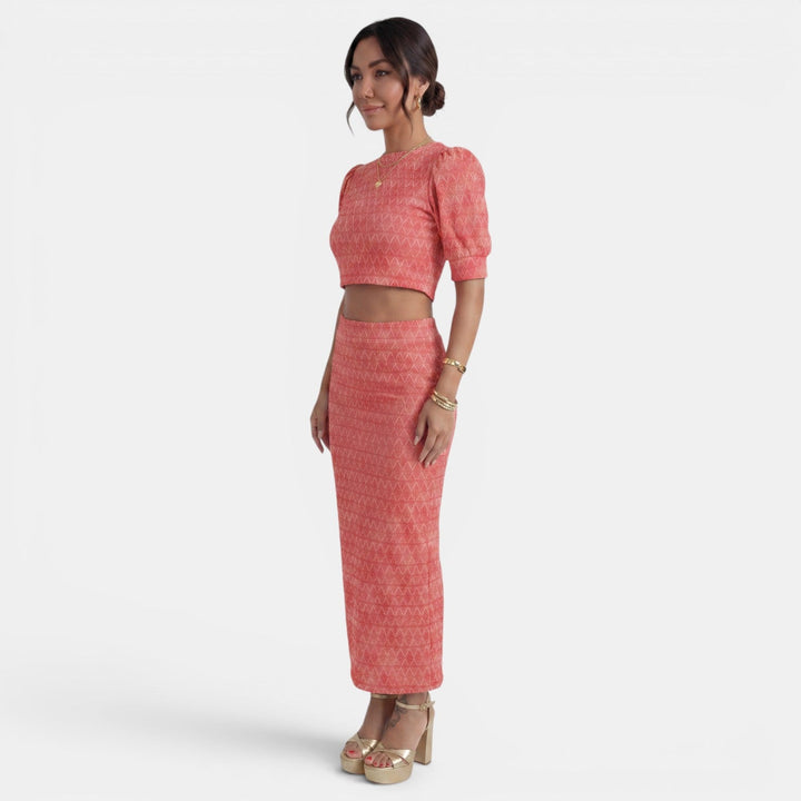 Renata | Women's set with a cropped top and midi skirt