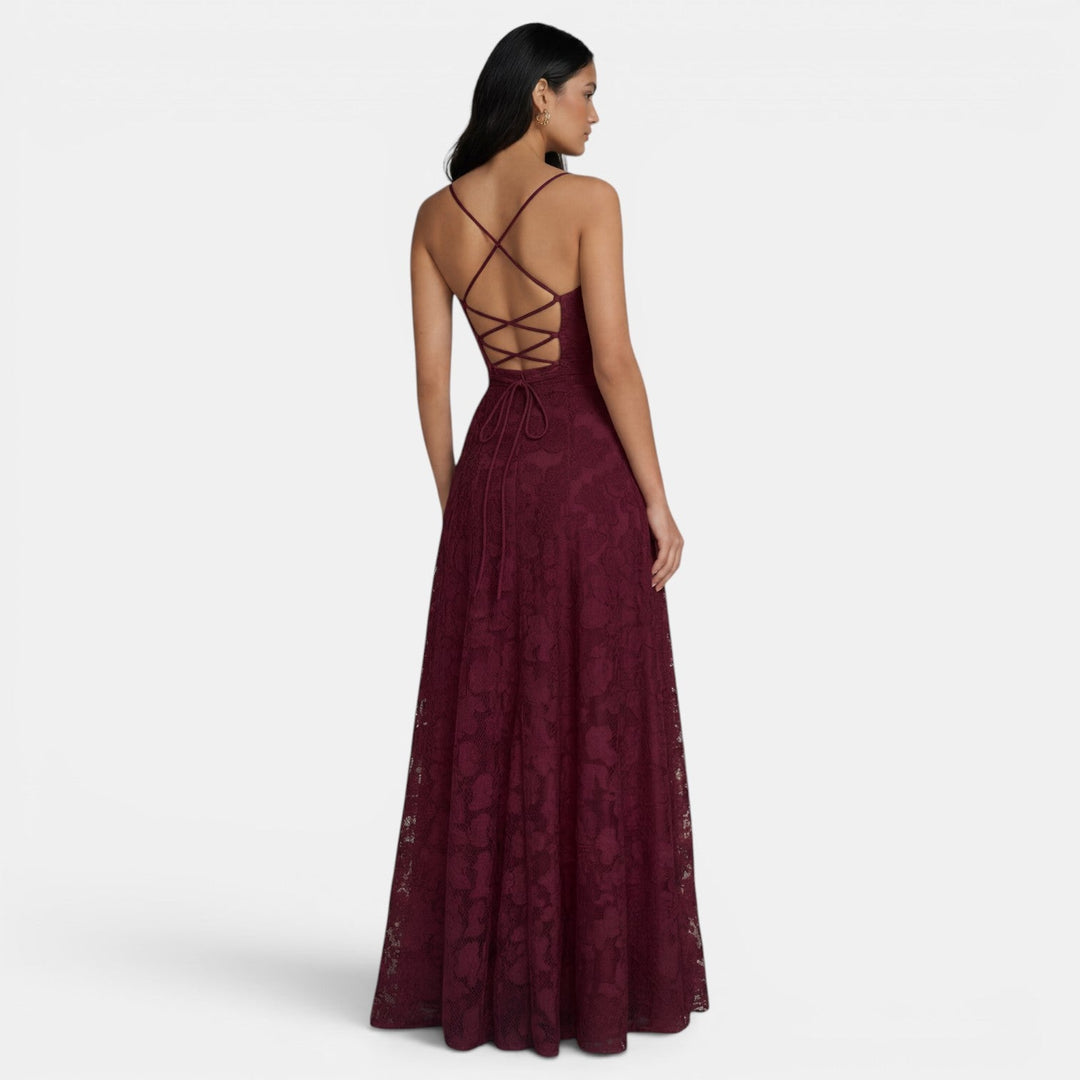 Patrycja | Women's backless maxi dress with tie detail