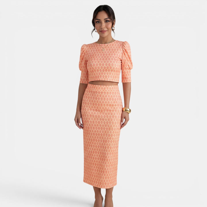 Renata | Women's set with a cropped top and midi skirt