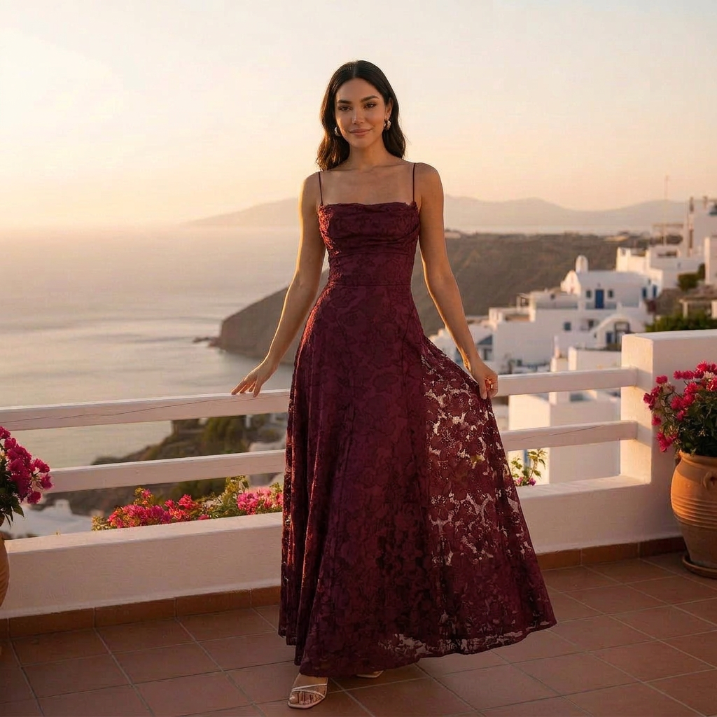 Patrycja | Women's backless maxi dress with tie detail