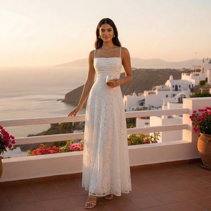 Patrycja | Women's backless maxi dress with tie detail
