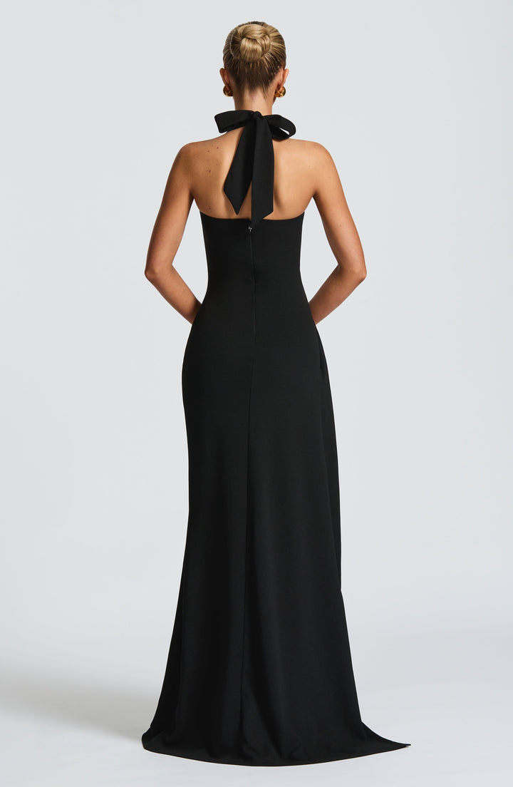 Women's Maxi Halter Dress | Ruched Dress with High Slit