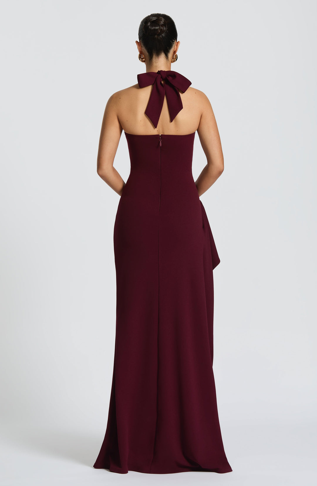 Women's Maxi Halter Dress | Ruched Dress with High Slit