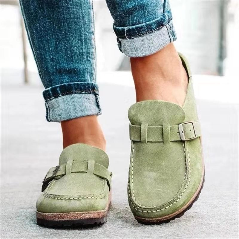 Women's Slip-On Loafers with Strap and Buckle | Flat Sole