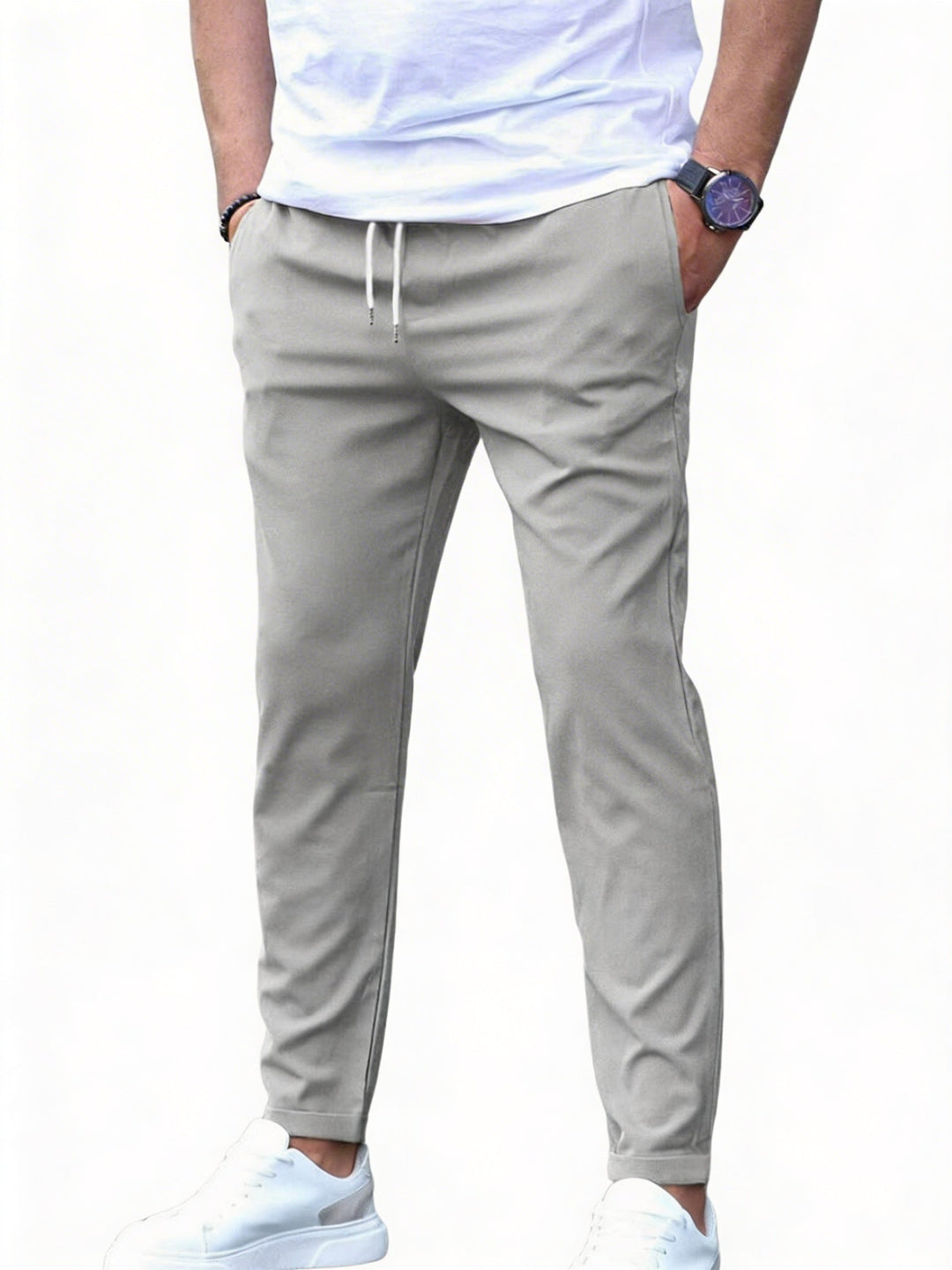 Łukasz | Men's slim fit pants with drawstring