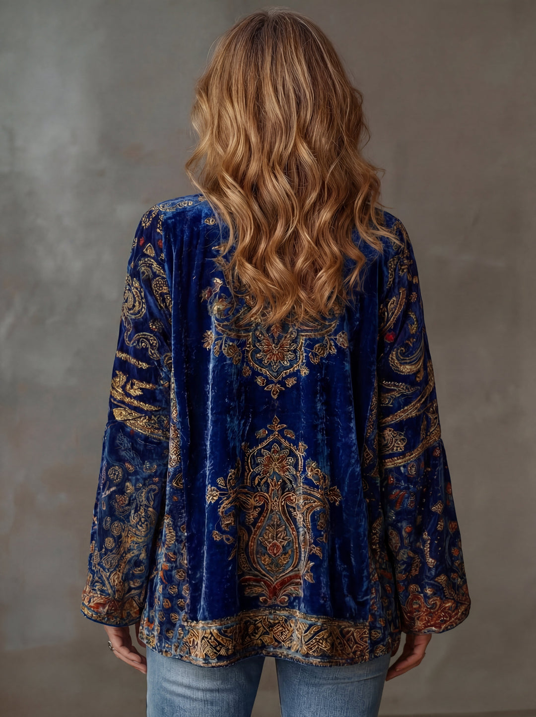 Damskie kimono boho z wzorem w bordowym kolorze