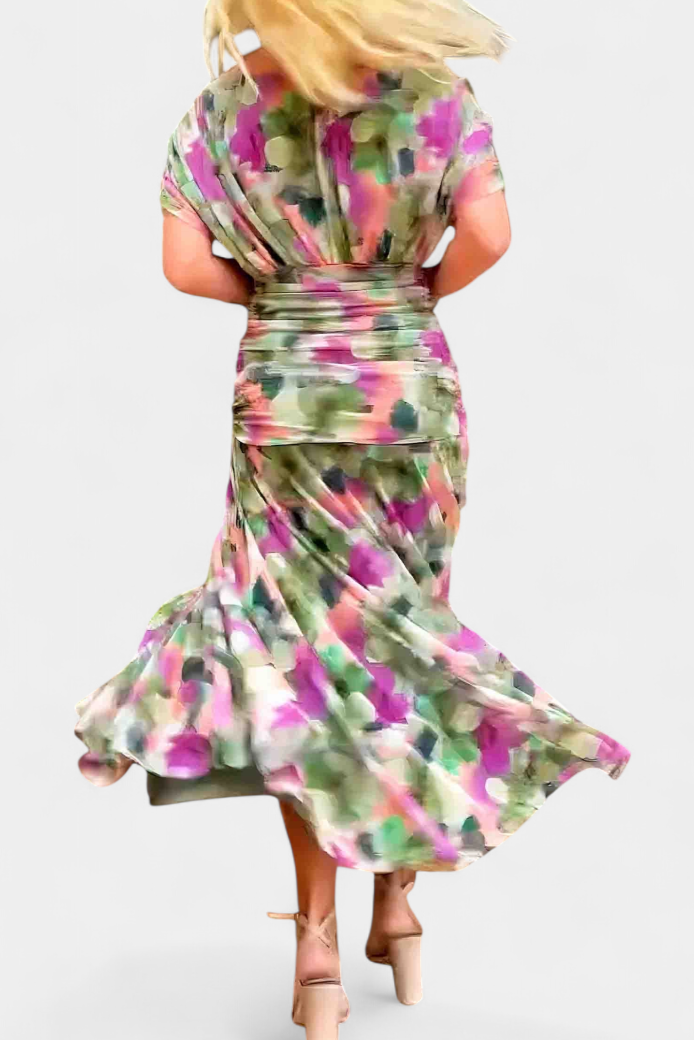 Wiktoria | Women's midi dress with off-the-shoulder design