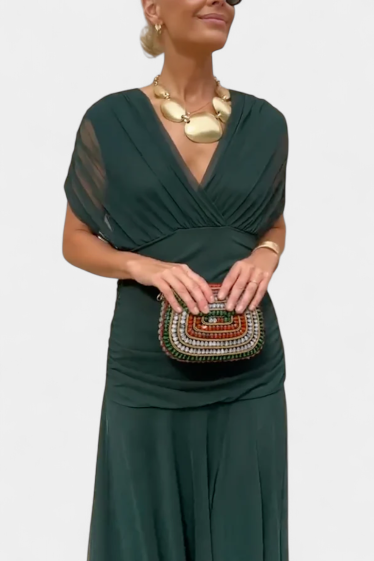 Wiktoria | Women's midi dress with off-the-shoulder design