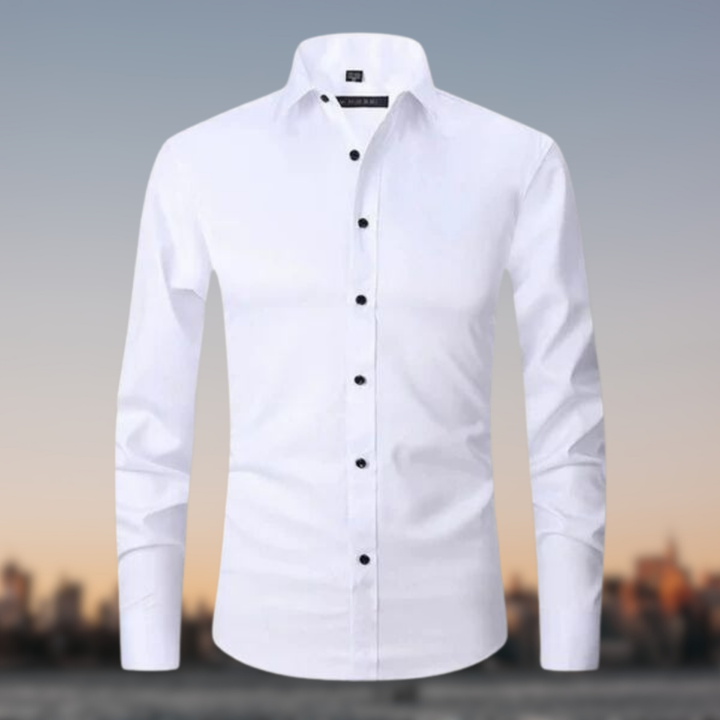 Męska Guziki Slim Fit Koszula Formal | Długi Rękaw