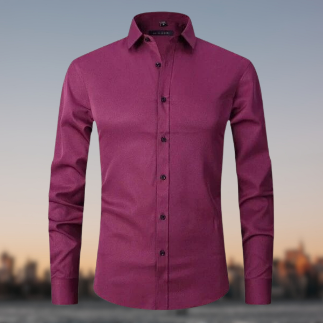 Męska Guziki Slim Fit Koszula Formal | Długi Rękaw