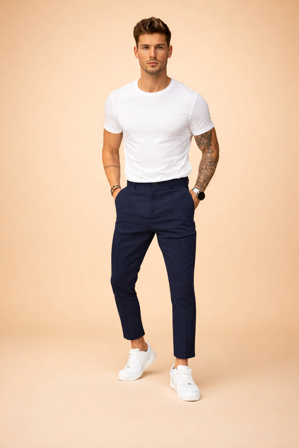 Julian | Męskie Spodnie Chino Slim Fit z Prostą Nogawką