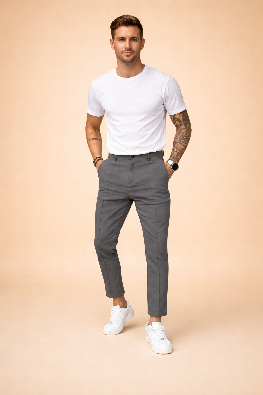 Julian | Męskie Spodnie Chino Slim Fit z Prostą Nogawką