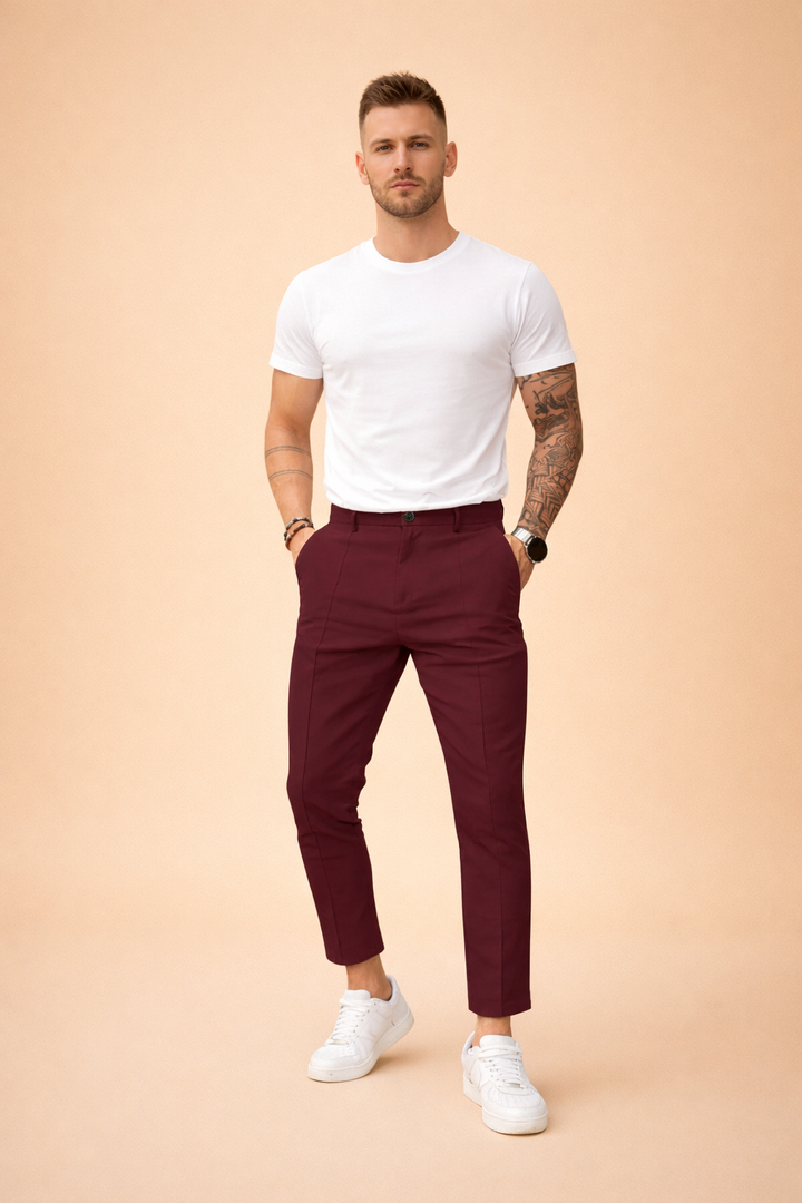 Julian | Męskie Spodnie Chino Slim Fit z Prostą Nogawką