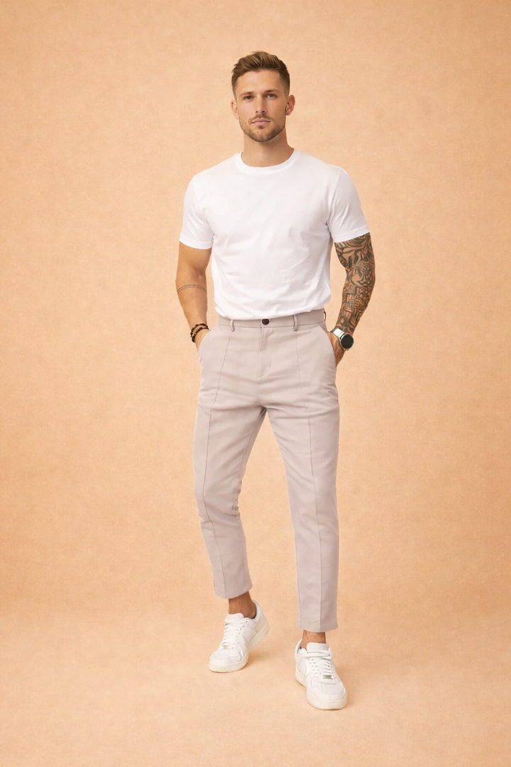Julian | Męskie Spodnie Chino Slim Fit z Prostą Nogawką
