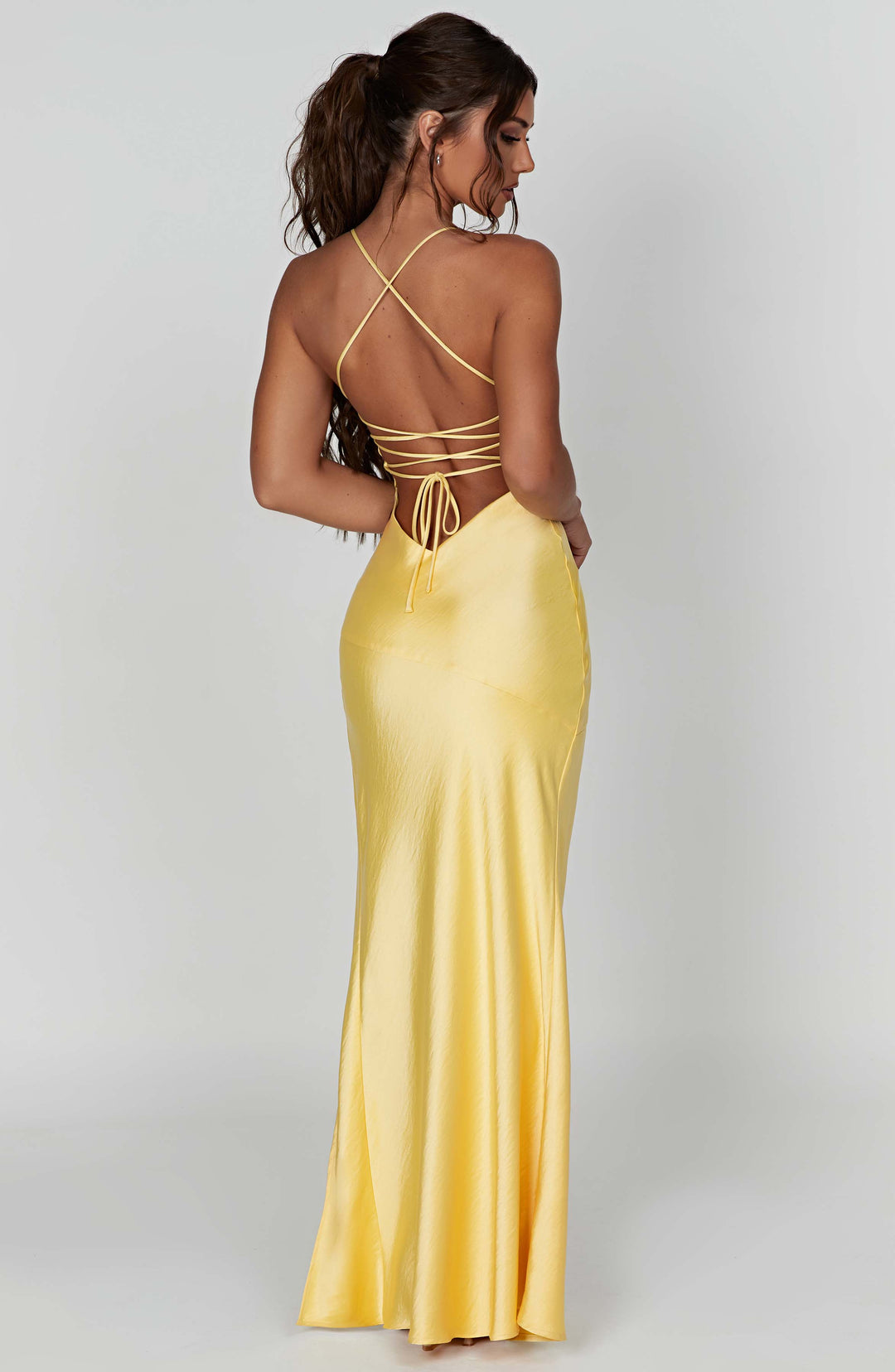 Women's V-Neck Spaghetti Strap Dress | Maxi with High Slit and Fitted Cut