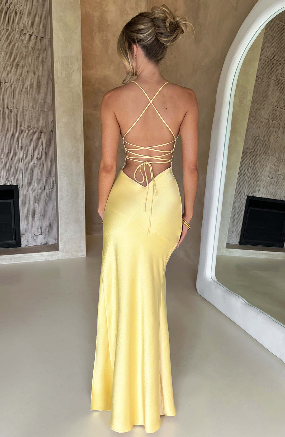 Women's V-Neck Spaghetti Strap Dress | Maxi with High Slit and Fitted Cut