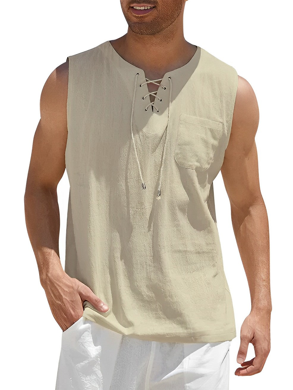 Błażej | Męski tank top bez rękawów z dekoltem V