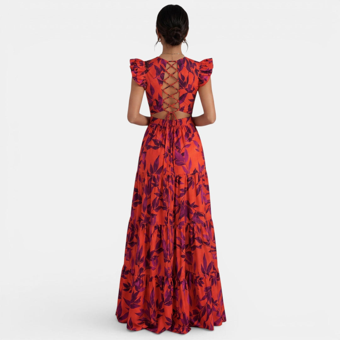 Joanna | Women's maxi dress with patterns and ruffles
