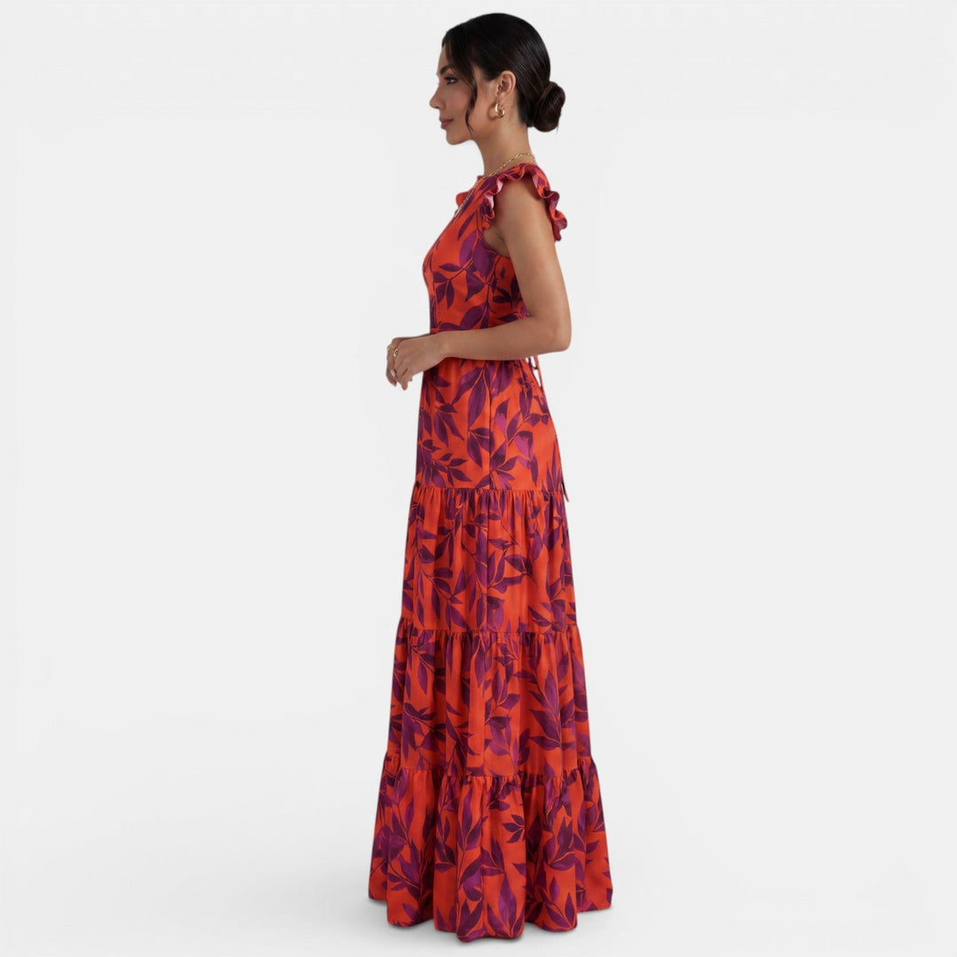 Joanna | Women's maxi dress with patterns and ruffles