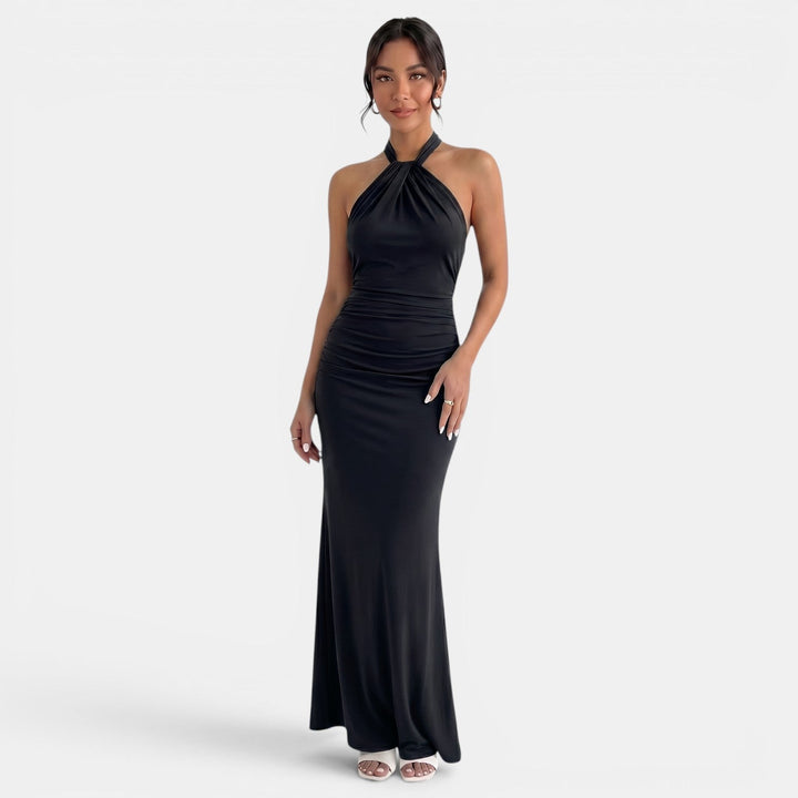 Marzena | Women's maxi halter dress with open back