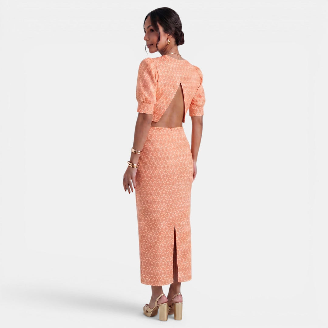 Renata | Women's set with a cropped top and midi skirt