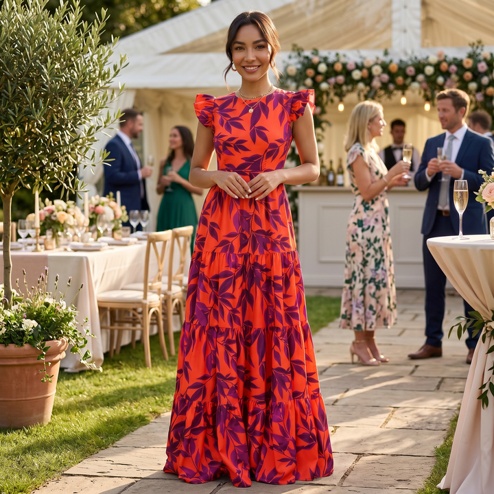 Joanna | Women's maxi dress with patterns and ruffles